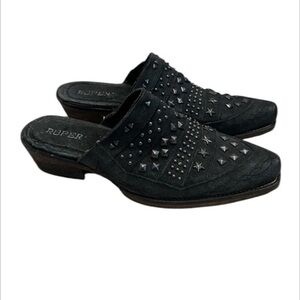 Roper Black studded mule cowgirl western boot style size 8